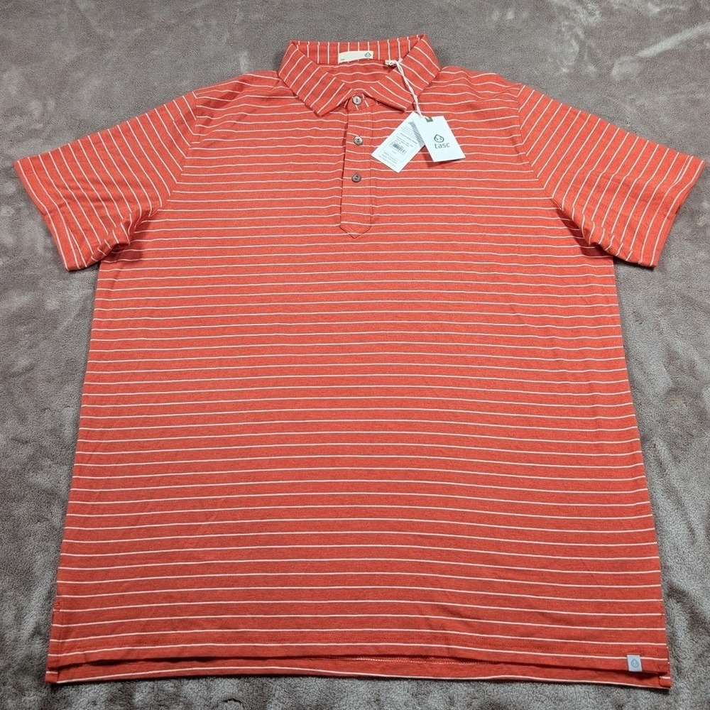 tasc Performance Everywear Polo Mens XL Fire Heather White Striped TM723